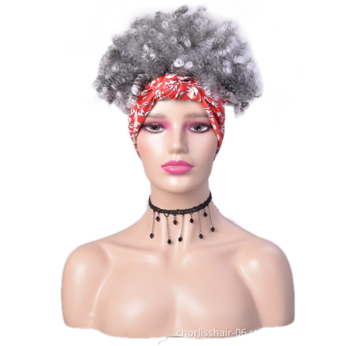Wholesale Blonde Short Fluffy Kinky Curly Turban Wig Heat Resistant Ombre Afro Headband Wigs Synthetic Hair Wig For Black Women